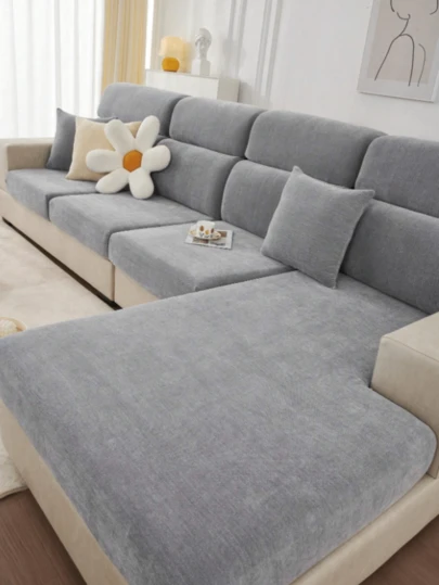 1PC Chenille Fabric Elastic Sofa Cushion Cover Pet Anti-Dirty And Dust-Proof Multifunctional Non-Slip Four-Season Sofa Cushion Cover All-Inclusive Sofa Protective Cover Can Be Used For Multiple Types Of Sofas L-Shaped Sofas And Single-Seat, Double-Seat, Three-Seat, Four-Seat Sofa Cushion Covers Spring, Summer, Autumn And Winter Four-Season Models