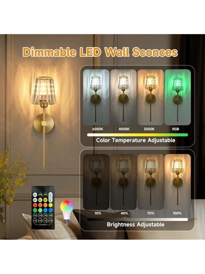 Minimalist Crystal Wand Sconce ation Fixtures Moderne Lamps Home Retro Lights Luxe 2000mAh RGB ful Stage Verlichting Zwart Goud Chrome Bedside Living Room Bedroom Indoor Lighting Dining Hallway Lamp Aisle Coffee Shops view 10