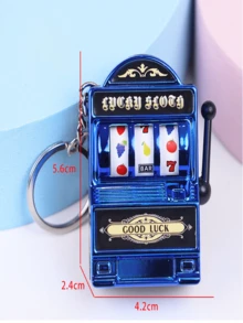 Mini Slot Machine Keychain, Mini Casino Lucky Charm Keychain, Pocket Stress Relief Toy Accessory - Multicolor - View 6