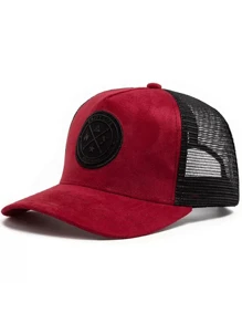 1 pièce Casquette de baseball ajustable simple et casual en maille avec logo brodé et design color-block, unisexe et multicolore, convient pour les activités de plein air et le port quotidien