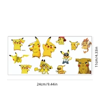 pokemon Pokemon, Pikachu Cartoon PVC Aufkleber, UV DTF Transfer, Wasserfest selbstklebend, glatte Oberfläche, geeignet für Glasflaschen, Dosen, Tassen - Form rechteckig, Cartoon Muster (ohne Flaschen)