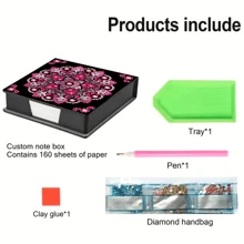 1 Peça DIY Pintura de Diamante Design Mandala, 5 Obras de arte assimétricas com pedrarias embutidas, Bloco de Anotações em Couro Preto com 160 Folhas, Ideal para Casa, Escritório e Suprimentos Escolares, Artesanato, Papelaria Fofa, Presente de Feriado