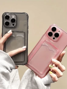 Pink 2 Pcs Phone Case With Card Holder, Cute Design Compatible With Samsung Galaxy S25, S24, S24Plus/S24+, S24Ultra, S24FE, S20, S21, S22, S23, And Apple 11/11 Pro Max, 12 Pro/12 Pro Max, 13/13 Pro Max, 14/14 Pro/14 Pro, 15 Pro Max, 16 Pro Max, 16E Silicone Phone Case Waterproof Shockproof Anti-Fall Scratch Resistant - Multicolor - View 4