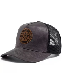 1 pièce Casquette de baseball ajustable simple et casual en maille avec logo brodé et design color-block, unisexe et multicolore, convient pour les activités de plein air et le port quotidien