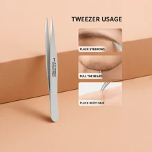 Precise Slant Tip Eyebrow Tweezers - Silver Stainless Steel Facial Hair Remover Tool - Easy Grip Professional Brow Shaping & Stray Hair Plucking (1 Pc),Makeup,Cheap,Room Decor,Vanity,Travel,Bedroom,Makeup Accessories,Tweezers