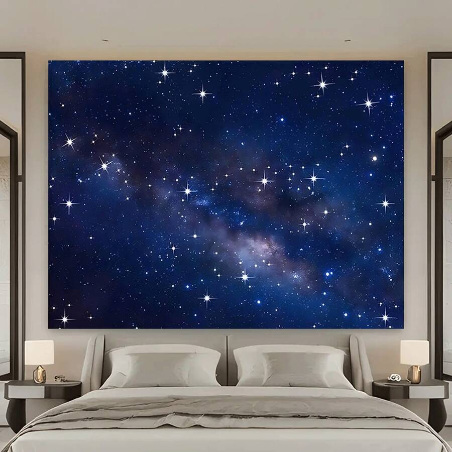 1 pièce, Fond en tissu de ciel étoilé de nuit, fond d'anniversaire de galaxie et d'espace, décoration et peinture de fête thématique d'astronaute et d'espace, bannière d'anniversaire pour homme, toile de fond de photomaton, peinture murale, nappe, rideau
