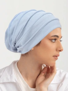 1pc New Style Hexagon Pleated Beanie Cap, Crinkled Bamboo Knot Turban Hijab For Dress, Beach, Holiday,Travel Essential - A - View 10