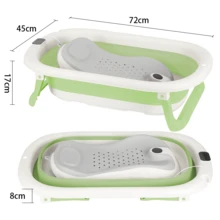 Faltbare Babybadewanne, Faltbare Neugeborenen-Badewanne Mit Weichem Kissen (0-18 Monate), 72*45*17cm, Geburtsgeschenk für Neugeborene, Tragbares Reisegeschenk, Platzsparend - Grün - Übersicht 8
