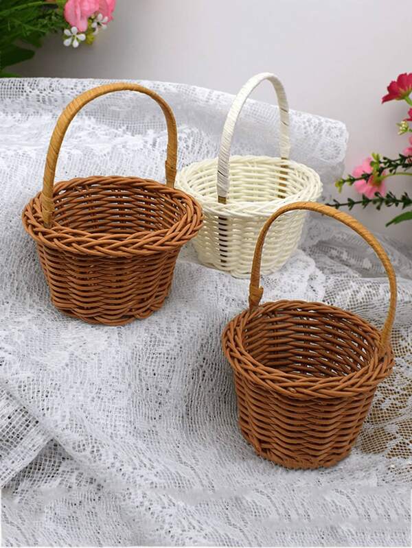 1pc Mini Flower Basket, Rattan Basket, Gift Basket,Suitable For Weddings, Parties, Suitable For Brides And Grooms, Wedding Decor, Party Decoration, Home Decoration, Suitable For Gift Storage Box, Wedding Souvenir, Suitable For Taking Photos,Aritificial Flowers.(This Product Is A Mini Version, Please Check The Size Before Placing An Order Party Favors Room Decor)