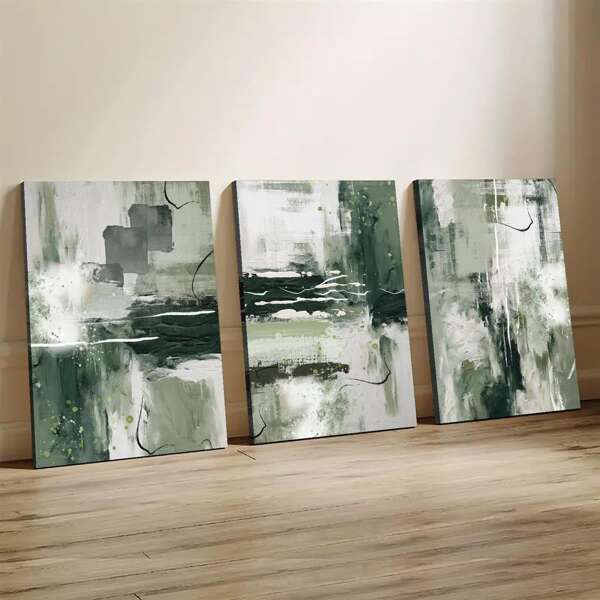 Stampe astratte senza cornice, con opere d'arte a parete verdi, decorazione moderna con dipinti verde oliva e salvia, stampe creative, tela impermeabile per arte da parete, ideale per regali, adatta per decorazione camera da letto e soggiorno, perfetta per casa e dormitorio.
