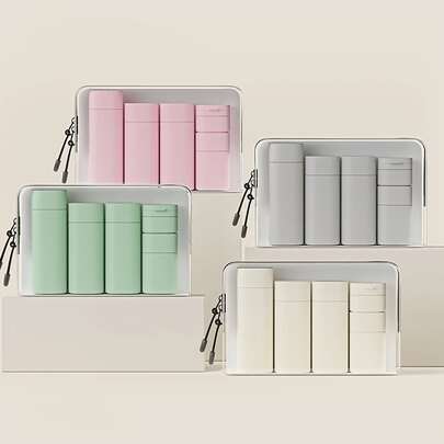 6件套 15ml/50ml/80ml/100ml 北欧彩妆可填充旅行瓶 适用于洗发水、乳液、沐浴露、面霜