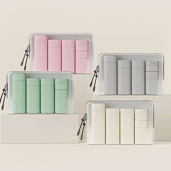 6pcs/Set 15ml/50ml/80ml/100ml Nordic Color Cosmetic Refillable Travel Bottles For Shampoo, Lotion, Body Wash, Cream