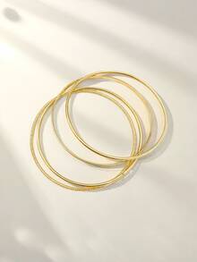 4 件套简约优雅复古圆形镂空花卉图案手链套装，百搭夏季度假时尚女士配饰 - 金色 - 查看 4