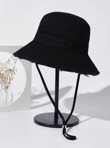 1pc Single-Sided Embroidered Solid Color Thin Bucket Hat, Women's Sun Protection, Korean Style Casual Versatile Sun Hat