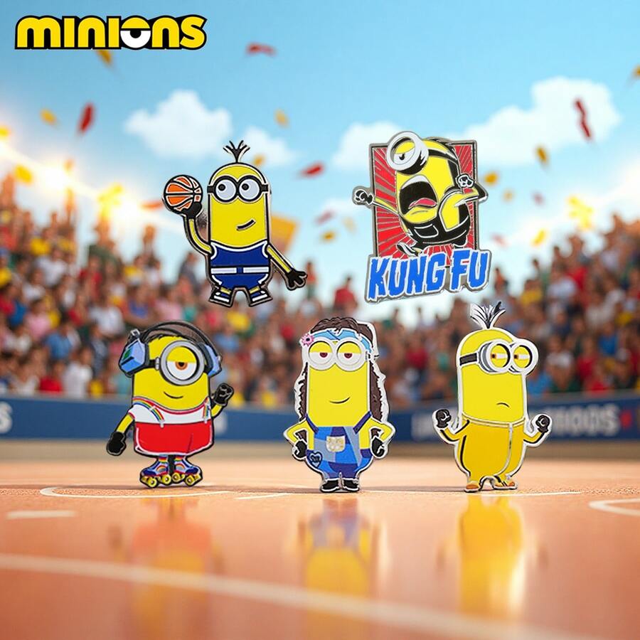 Universal Minions Pin  Brooch 1/5 PCS Officially Licensed Emblem Collector Edition Delux Aluminium Lapel Pin Metal Decorative Backpack Bookbag Costume Cloth Bag Pencil Case Cute And Fashionable Badge Suitable Daily Wear Fun Gifts For Friends As Birthday Gifts - Multicolor - View 1