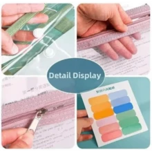 Vertical File Organizer Bag,Extended Waterproof Folder,13 Pockets Large Capacity Binder Pocket Organizer, Folders,Portable Transparent File Pouch With Handle Snap Button - 棕色 - 查看 6