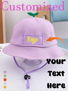 Customizable Kids UV-Blocking Bucket Hat With Image Upload & Personalized Name | UPF50+ Sun Protection Beach Hat, Suitable For Outdoor Adventure, School Play, Family Travel | Breathable Adjustable Design