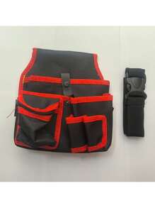 1pc Multifunctional Canvas Tool Storage Bag, Belt Electrician Tool Kit, Drill Waist Bag, Wrench, Screwdriver, Hardware Tool Bag, Storage Bag