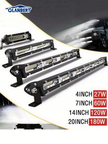 GLANBERT Barra de luz LED para coche de 4/7/14/20 pulgadas, 27/60/120/180W, ultra delgada, luz blanca media, para coches, SUV, camiones