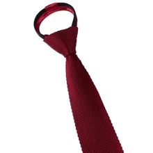 Corbata de punto a rayas con cabeza plana, ajustable, suave y sin nudos, corbata automática con cremallera como accesorio para traje de chico