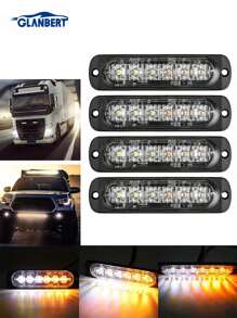 GLANBERT 3 buc LED-uri stroboscopice de urgență, roșu albastru 6 LED-uri stroboscopice de avertizare Lumină intermitentă de urgență Atenție Bară luminoasă pentru pericol de construcție pentru mașină, camion, furgonetă, vehicul de teren, ATV, SUV, montare la suprafață