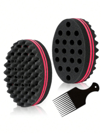Oval dubbelsidig magisk twist-svampborste för flätor, afro-spiral-svampborste och lockar -- båda sidor har stora och små hål, andningsbar permanentborste, salongslockborste för hårstyling, skumvågborste för män, kvinnor, pojkar och flickor, svamphål för långt eller kort hår, hårklippningsborste, svamp, dreadlocks, twist, afro-lockar, coil wave-hårvårdsverktyg, tillbaka till skolan, rese- och semesterartiklar, researtiklar, resematerial, frisyr, frisör, hår, resor, hårprodukter, hårverktyg, hårsaker, barberare, barbertillbehör, barbersalong, frisörutrustning
