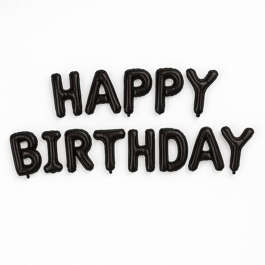 Happy Birthday Letter Kit Metallic Balloons 16'' - 黑色 - 查看 1