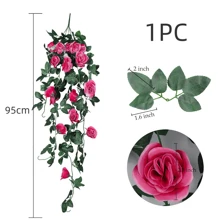 Nejlue Artificial Flowers/Plants1111 Home & Living 1/2 pièces Fleurs de rose artificielles Plante grimpante Fausse fleur pendante Feuillage artificiel Rotin faux pour décoration de maison, salle de classe, bureau, décoration d'automne, chambre, bureau, jardin, décoration de mariage de voiture, décoration d'arche de linteau, maison, salle à manger, chambre à coucher, porche avant couvert