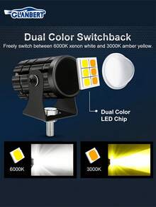 GLANBERT 2 Peças Faróis LED Universais para Motocicleta, Luzes de Feixe Alto/Baixo Bicolor Amarelo e Branco, Holofotes de Motocicleta Super Brilhantes - Preto - Visão 9