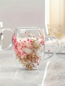 1个干花双层玻璃咖啡杯 11.83盎司 - 冷热饮皆宜,可作牛奶杯,饰以干花图案,双层玻璃带把手,耐热冷饮,也适合盛装少量果汁和茶饮,营造浪漫饮品体验,是理想的生日礼物、开学季礼物或早餐杯。 - 彩色 - 查看 19