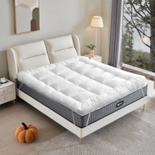 Hotel Quality Mattress Topper 4 Inch/10cm Thick Deep Heavy Fill Comfort Single, Double, King, Ultimate Softness & Support - White - View 3