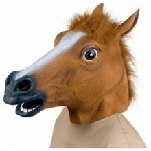 1 件马头面具角色扮演化妆舞会万圣节搞笑服装头饰，圣诞节 - 棕色 - 查看 4