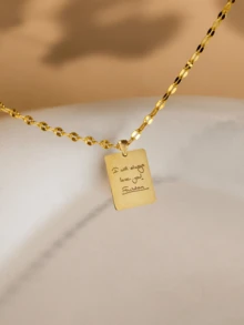 Custom Handwriting Necklace, Actual (Your Own) Handwriting, 14k Gold Engraved Pendant, Personalized Signature Jewelry, Perfect Gift,Suitable For Women, Personalized Gift For Friends, Couples And Family, Special Design Birthday Gift Jewelry,Gifts For Her Girlfriend,Mom,Family,Friends For Anniversaries,For Birthdays,For Daily Wear,For Prom,For Mother's Day,For Valentine's Day,For Graduation,For Weddings