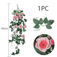 Nejlue Artificial Flowers/Plants1111 Home & Living 1/2 pièces Fleurs de rose artificielles Plante grimpante Fausse fleur pendante Feuillage artificiel Rotin faux pour décoration de maison, salle de classe, bureau, décoration d'automne, chambre, bureau, jardin, décoration de mariage de voiture, décoration d'arche de linteau, maison, salle à manger, chambre à coucher, porche avant couvert