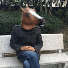 1 件马头面具角色扮演化妆舞会万圣节搞笑服装头饰，圣诞节 - 棕色 - 查看 8