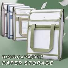 Vertical File Organizer Bag,Extended Waterproof Folder,13 Pockets Large Capacity Binder Pocket Organizer, Folders,Portable Transparent File Pouch With Handle Snap Button - 棕色 - 查看 5