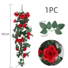 Nejlue Artificial Flowers/Plants1111 Home & Living 1/2件人造玫瑰藤蔓花环，带假叶绿植，适用于家居装饰、教室、办公室、秋季装饰、房间、书桌、花园装饰、婚车装饰、拱门装饰、家庭、餐厅、卧室、门廊、春季装饰、情人节装饰