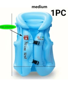 1 件充气游泳背心 - 可调节夹克，适合游泳训练、水上生存和学校活动，蓝色，浮力舒适贴身，配有可调节肩带