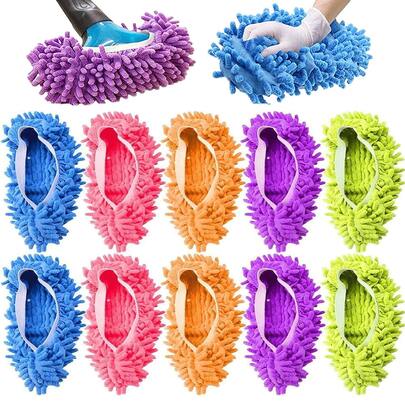 2pcs Ultra Fine Fiber Mop Slippers, Reusable Women's Dust-Proof Mop, Mop Slipper Shoes For Floor Cleaning, Mop Socks For Foot Dust, Hair Cleaner, Sweeping House, Office, Bathroom, Kitchen, Reusable Cleaning Shoe Covers