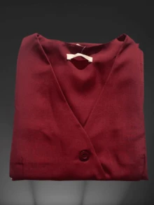 Women's Tailored Set Laria Vertical Vest With Long Trousers - 酒紅色 - 查看 1