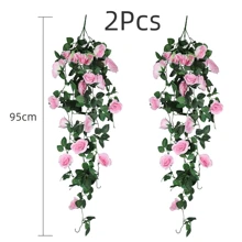 Nejlue Artificial Flowers/Plants1111 Home & Living 1/2 pièces Fleurs de rose artificielles Plante grimpante Fausse fleur pendante Feuillage artificiel Rotin faux pour décoration de maison, salle de classe, bureau, décoration d'automne, chambre, bureau, jardin, décoration de mariage de voiture, décoration d'arche de linteau, maison, salle à manger, chambre à coucher, porche avant couvert