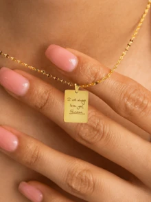 Custom Handwriting Necklace, Actual (Your Own) Handwriting, 14k Gold Engraved Pendant, Personalized Signature Jewelry, Perfect Gift,Suitable For Women, Personalized Gift For Friends, Couples And Family, Special Design Birthday Gift Jewelry,Gifts For Her Girlfriend,Mom,Family,Friends For Anniversaries,For Birthdays,For Daily Wear,For Prom,For Mother's Day,For Valentine's Day,For Graduation,For Weddings