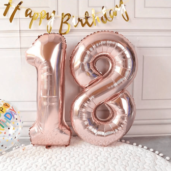 1pc Rose Gold Number & Letter Foil Balloon, Holiday Birthday Party Wedding Celebration Decoration