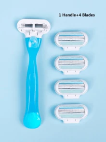 1 Handle + 8 Blades Set 8 Blades 12 Blades Women Bikini Manual Hair Removal Tool 3 Layers Stainless Steel Razor Blades Replaceable Razor Blades