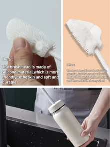 1pc FlexiClean 360° All-Around Cleaning Silicone Bottle Brush With Foldable Head And Reusable Portable Handle, Suitable For Kitchen Utensils And Drinkware Cleaning - Default - View 8
