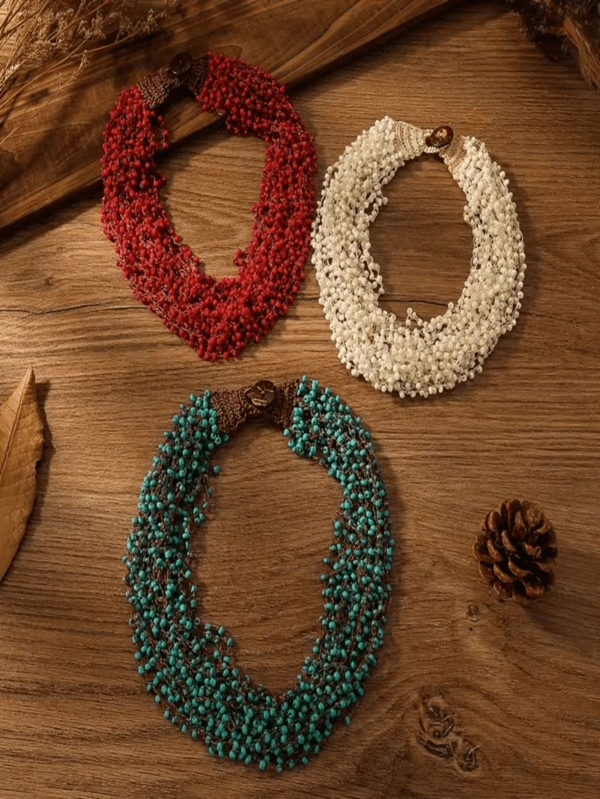 Handmade Beaded Necklace, Bohemian Style Multilayer Beaded Necklace, Popular In Europe And America