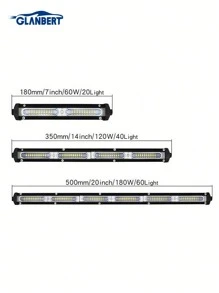 GLANBERT Barra de luz LED para coche de 4/7/14/20 pulgadas, 27/60/120/180W, ultra delgada, luz blanca media, para coches, SUV, camiones