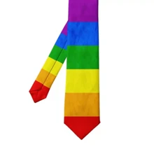 Unisex Rainbow Tie Creative Fashion Colorful Tie Pride Month Party 8cm Narrow Adjustable Soft Hand Tied Men Necktie