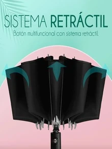PARAGUAS CON BOTON AUTOMATICO PARA ABRIR Y CERRAR, VARIEDAD DE COLORES, PERFECTO PARA LLEVAR A TODOS LADOS CON SU TAMAÑO ERGONOMICO Y COMODO - Negro - Ver 4