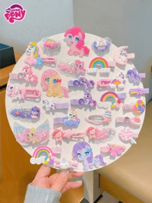 MY LITTLE PONY 14 件可爱卡通发夹，超级可爱的发饰，婴儿发夹，刘海夹，适合派对的卡通侧夹，送给朋友和女士的圣诞礼物，生日礼物，可爱的动漫风格，适合派对礼物的家居装饰，家居夏季婚礼海滩返校学校用品房间装饰